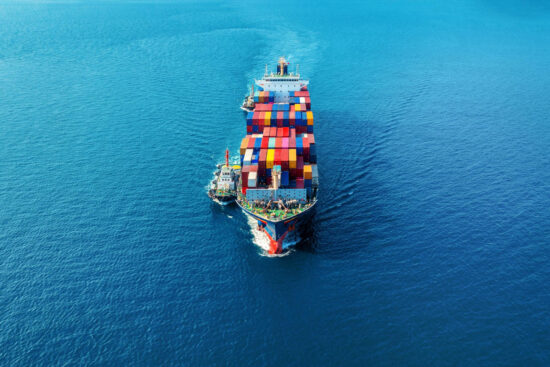 Aerial View Cargo Ship